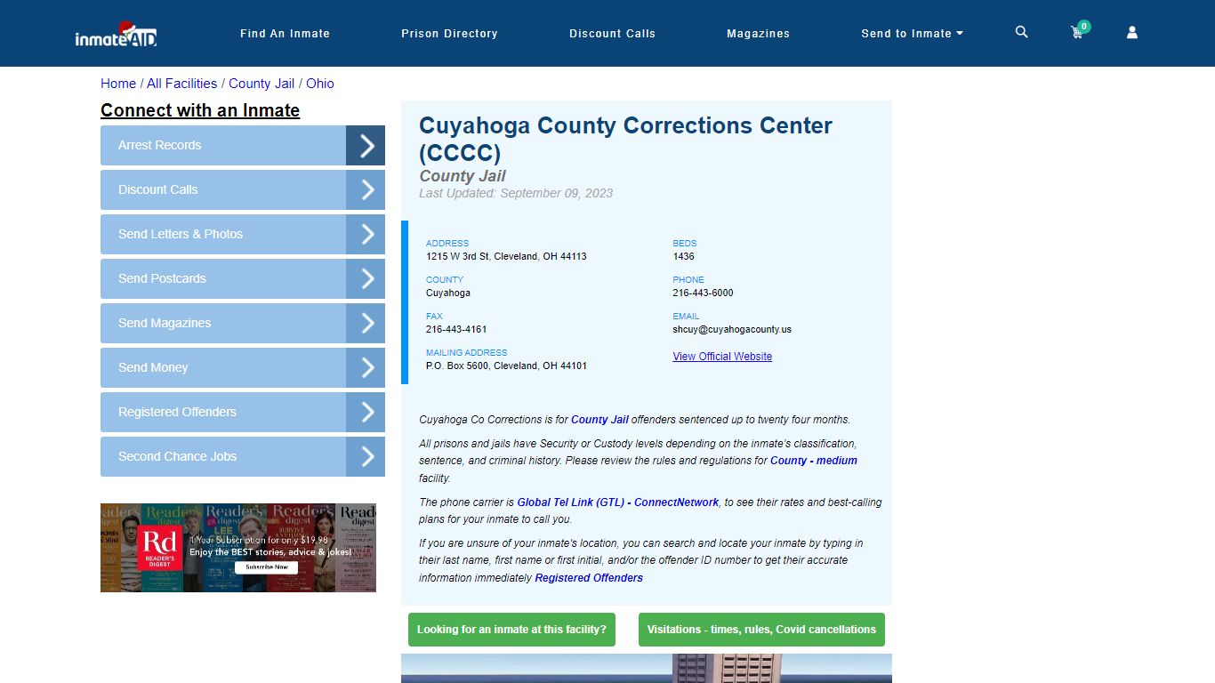 Cuyahoga County Corrections Center (CCCC) - Inmate Locator - Cleveland, OH